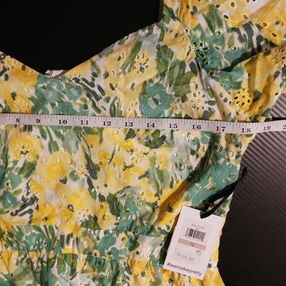 New‎ Kensie Dresses Womens Mini Eyelet Fit & Flare Dress Citron Multi Size 12 - Picture 11 of 15